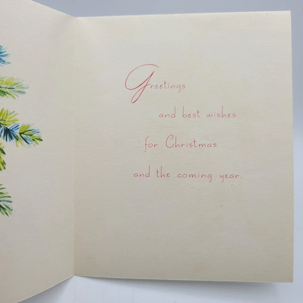 Vintage American Greetings Christmas‎ Card Season's Greetings Ornament Wreath